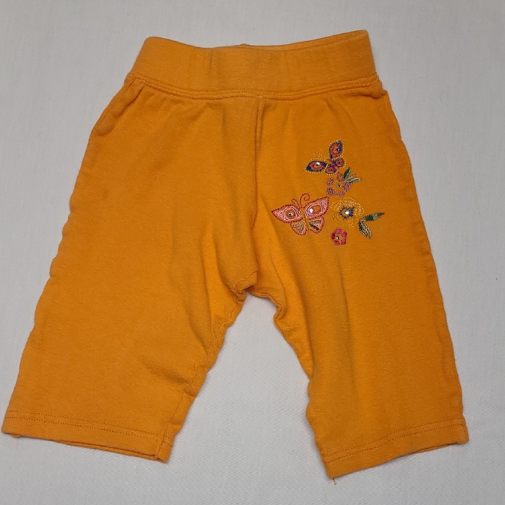 Pink House Orange Kids Capri Elastic Waist Embroidered Butterflies/flowers 3T